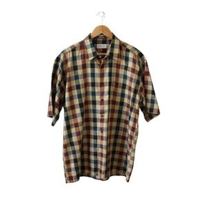 TUTTLE Golf Collection~Short Sleeve Button Down Plaid Shirt  Mens Size Large